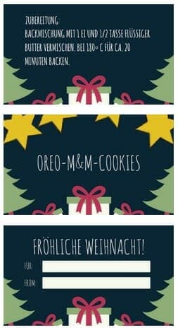 Weihnachtliche Etiketten für die Cookies Backmischung im Glas