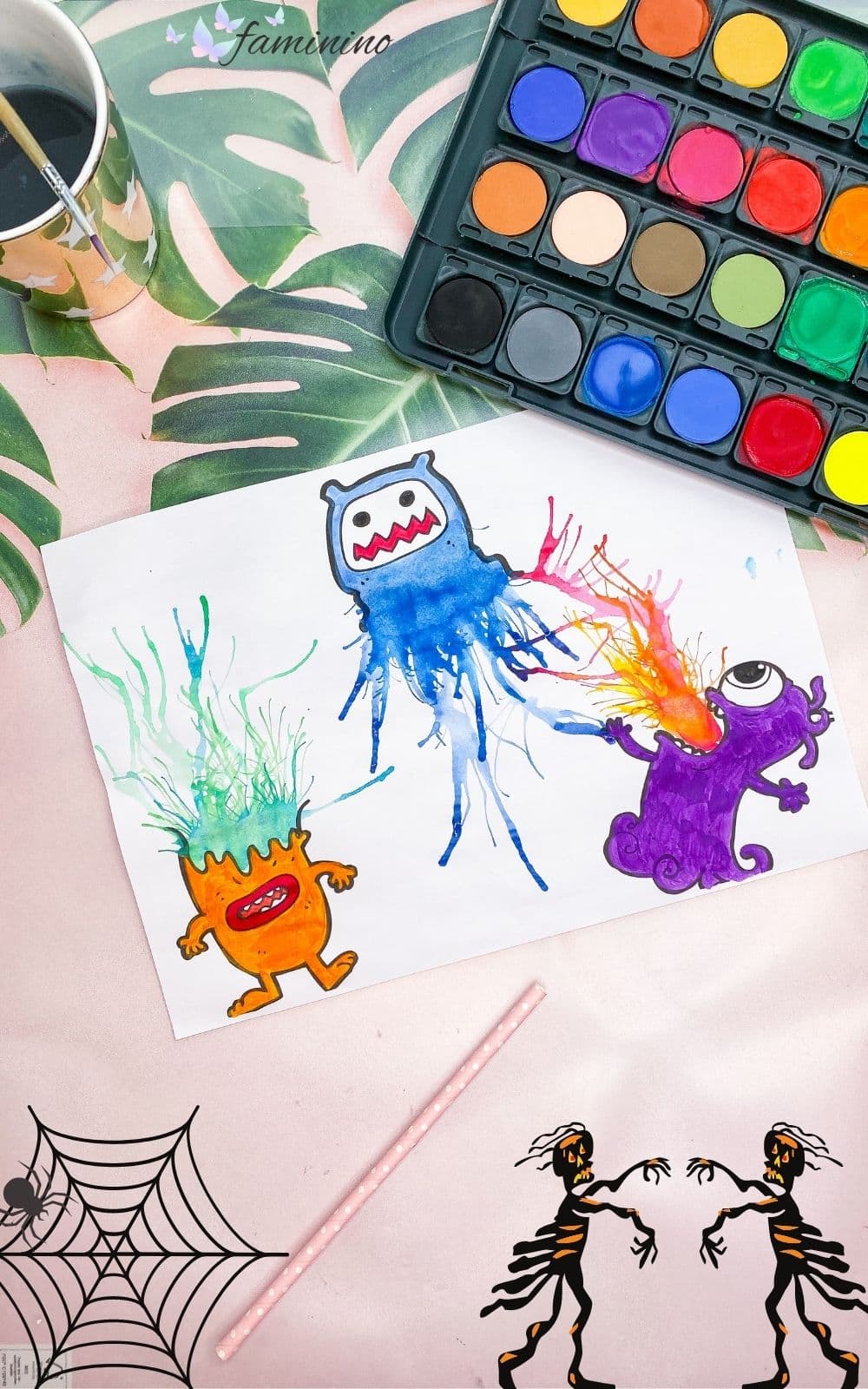 halloween pustemonster basteln mit kindern mit vorlage