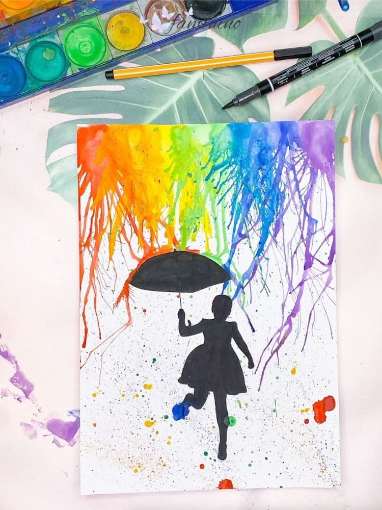 regenbogen regen maedchen