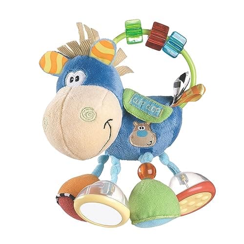 Playgro 101145 Plüschrassel Pferd, Lernspielzeug, Ab 3 Monaten, BPA-frei, Playgro Toy Box Pferd Klipp Klapp, Blau/Bunt, 40016, Größe: 15 x 6 x 20 cm