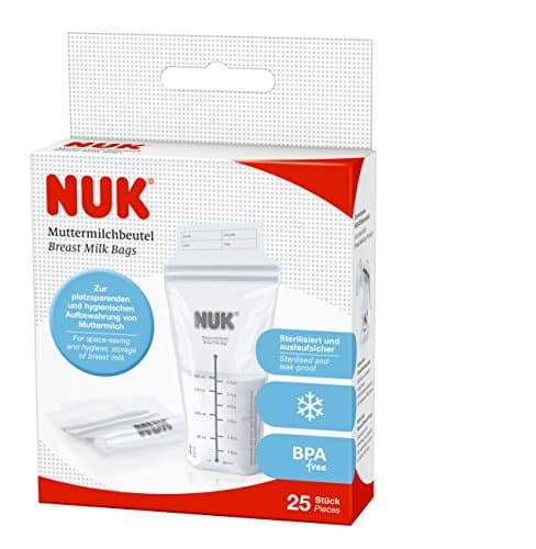 NUK Muttermilchbeutel, 25 Stück a 180 ml, sterilisiert für den sofortigen Einsatz, auslaufsicher, BPA-frei