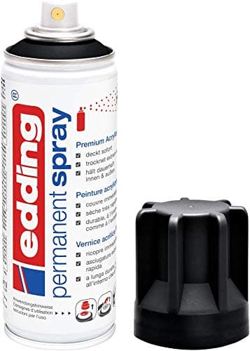edding 5200 Permanent Spray - 200 ml - Acryllack zum Lackieren und Dekorieren von Glas, Metall, Holz, Keramik, Kunststoff, Leinwand - Lackspray, Acrylspray, Farbspray (Tiefschwarz matt)