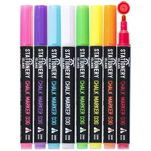 STATIONERY ISLAND Kreidestifte für Tafel Abwaschbar, Kreidestift für Fenster, 8 Farben Kreidemarker für Glas & Tafeln, Bunt Fensterstifte, Zeichnung, Künstler, Ostergeschenke