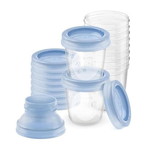 Philips AVENT Aufbewahrungssystem für Muttermilch, Becher inklusive Deckel, Adapter (Modell SCF618/10)
