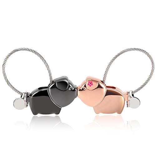Foonii Schlüsselanhänger Paar Liebe, Magnet Abnehmbar Schlüsselanhänger Schwein Personalisiert Design, Geburtstagsgeschenk für Frauen Männer Freund Freundin