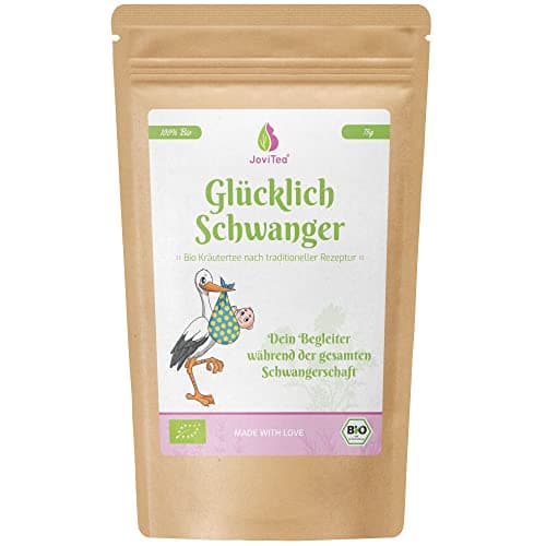 JoviTea® Glücklich Schwanger Tee BIO + Traditionelle Rezeptur + Schwangerschaftstee + geeignet während der Schwangerschaft + 100% natürlich und ohne Zusatz von Zucker - 75g