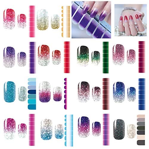 Nagelfolie Nail Wraps Glitzer Nagelsticker Selbstklebend Nagelaufkleber Nagelkunst Sticker Nagel Aufkleber Maniküre Sticker Schöne Mode DIY Dekoration 14 Blatt