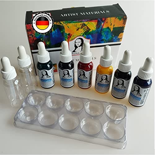 Mona Lisa Watercolor Aqua Ink 6 * 30Ml Set- für Aquarellmalerei, Kalligraphie, Illustration, Handlettering Set für Anfänger, Kinder, Hobbymaler und Künstler