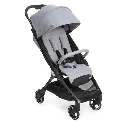 Chicco We Kinderwagen, faltbar, ultraleicht, ab Geburt bis 22 kg, Reise-Kinderwagen, ultra-kompakter, neigbar, EinHand-Verschluss, gepolsterte Schultergurte, Tasche und Regenschutz, Grau