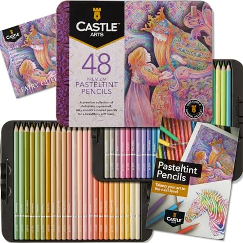 Castle Art Supplies Pastellstifte-Set | 48 Farben in sanften, satten Tönen | Für professionelle und erfahrene Künstler | Geschützt und geordnet in einer Präsentationsbox aus Blech