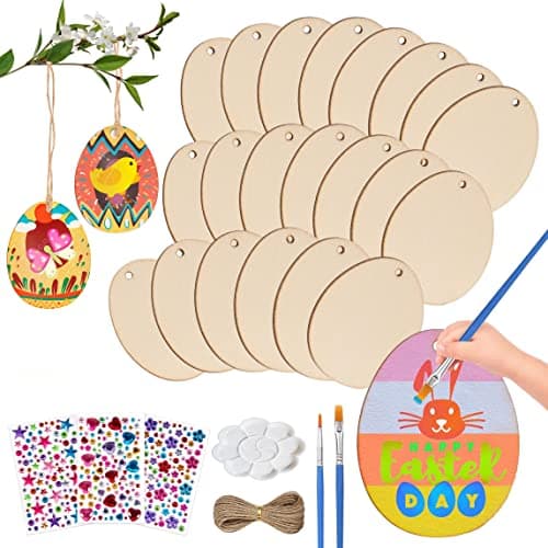 Gavbulie Ostereier Bemalen, 50pcs zum Aufhängen, Ideal Geschenke Kinder, Ostern Basteln, Ostereier Deko, Eier zum Bemalen, für Draußen, Osterdeko und Osterdekoration