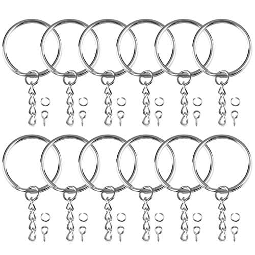 Schlüsselringe mit Kette 50 Stück Metall Schlüsselanhänger mit Spaltringe Keyring Chain, für Taschen Verschiedenen Kleinschmuckzubehör DIY Basteln