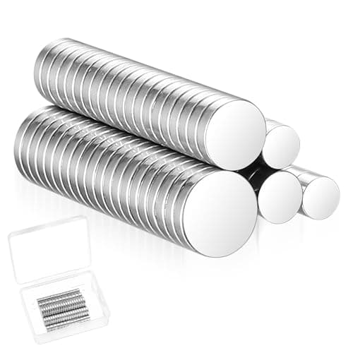 BieMian Neodym Magnete Extra Stark, Kleine Runde Magnete, 4 Größen: 5 x 3 mm, 6 x 3 mm, 8 x 2 mm, 10 x 2 mm, Silber, 80 Stück