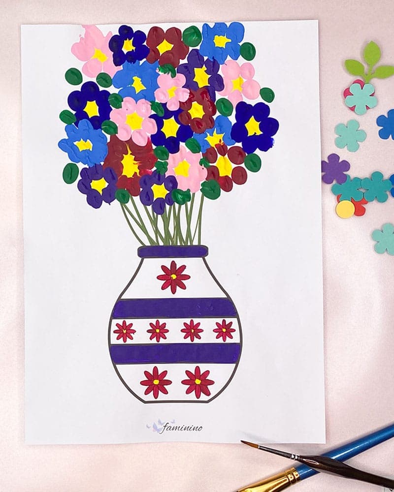 muttertag basteln fingerabdruck strauss