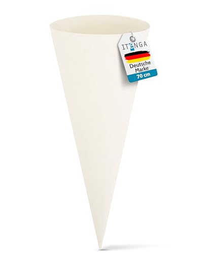itenga Bastelschultüte 70cm rund Schultütenrohling (Weiß ohne Verschluss)