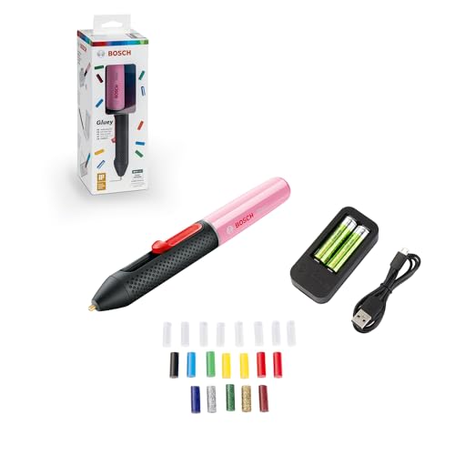 Bosch Akku Heißklebestift Gluey Cupcake Pink (mit 20 Klebesticks, im Karton)