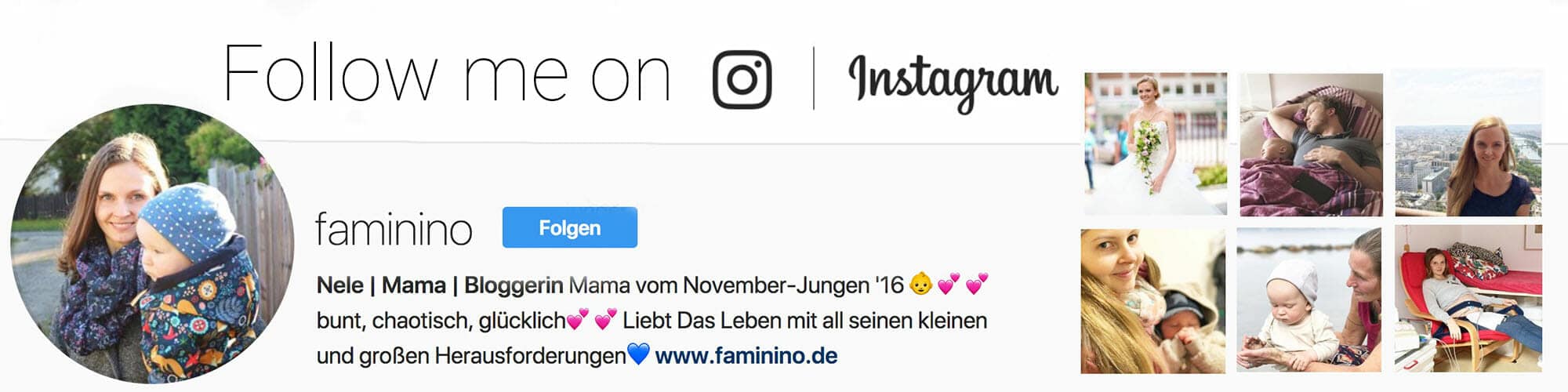 Screenshot des Instagram-Profils von Faminino mit Profilbild und Beitragsvorschau