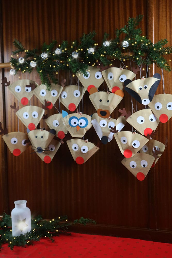 Adventskalender Waldtiere Kaffeefilter einfach