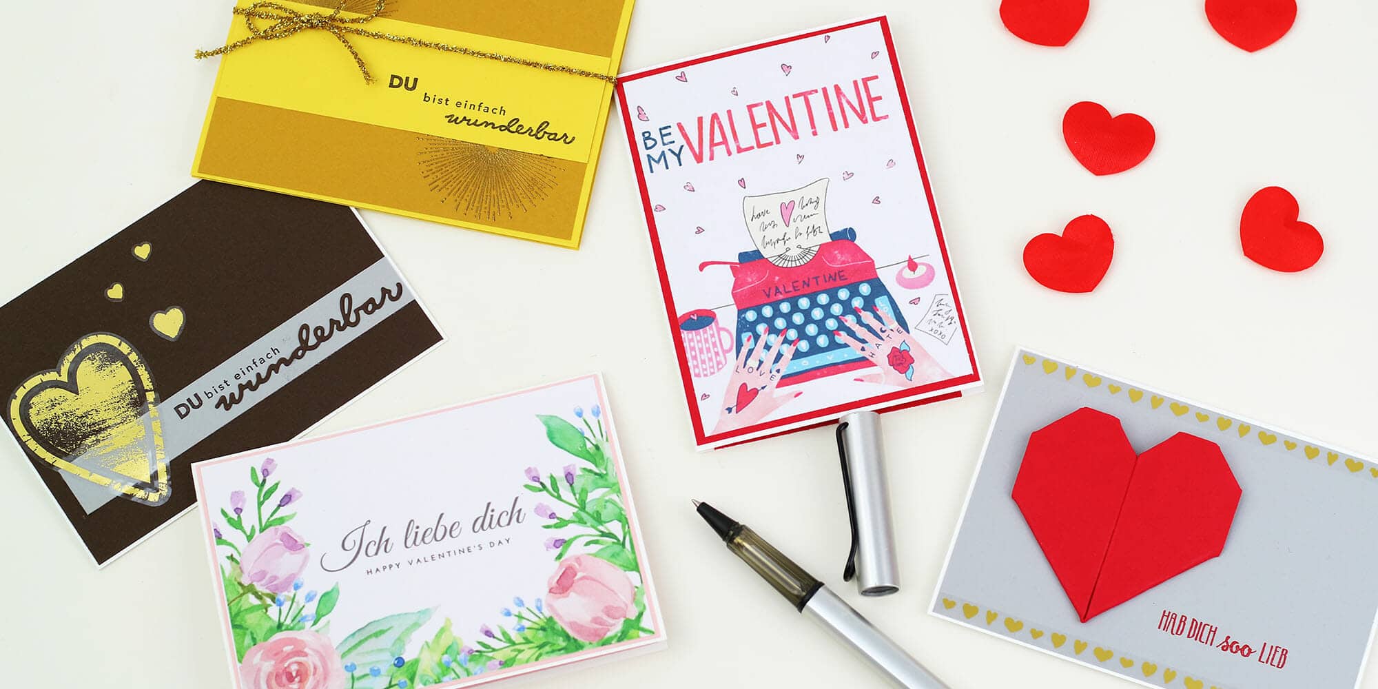 Valentinstags-Karte: 5 Ideen (kostenlos ausdrucken | bastel | stempeln)