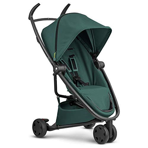 Quinny Zapp Flex Kinderwagen, stylischer Komfort Buggy mit 3 Rädern, angenehm leicht, kompakt faltbar und nutzbar ab circa 6 Monate, Black on Black, grün, 8.8 kg