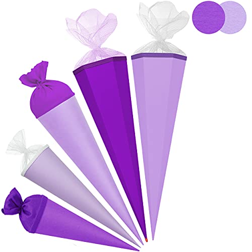 Schultüte - Rohling - helles Flieder LILA / violett - 70 cm - rund - Tüllabschluß - mit / ohne Kunststoff Spitze - Zuckertüte - Markneukirchen - Jungen Mädche..