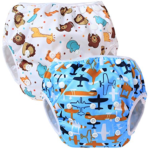 Teamoy 2-teilig Baby Schwimmhose Badewindelhose Badehose (Aircraft+ Fat Smile)