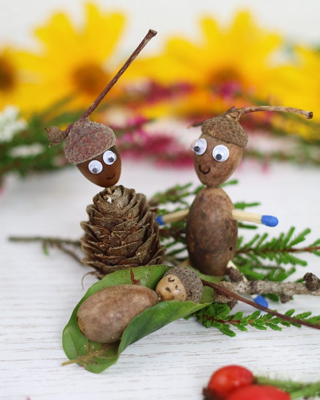 herbst mit kindern eichelmännchen